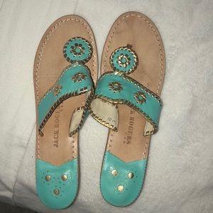 JACK ROGERS aqua/gold shoes